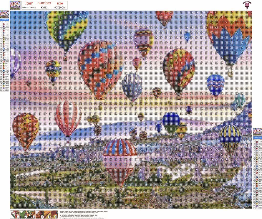 Hot Air Balloons Gem Painting Kit