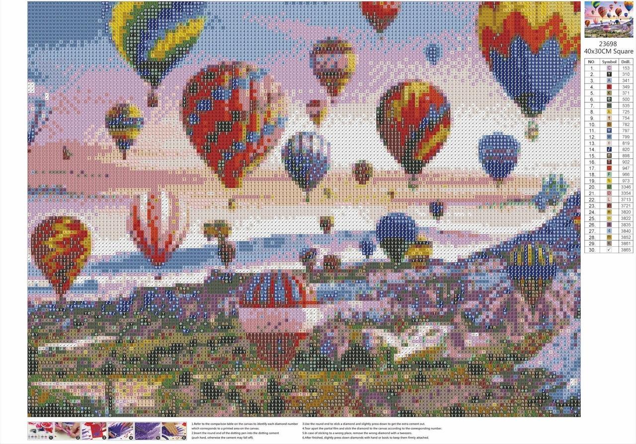 Hot Air Balloons Gem Painting Kit