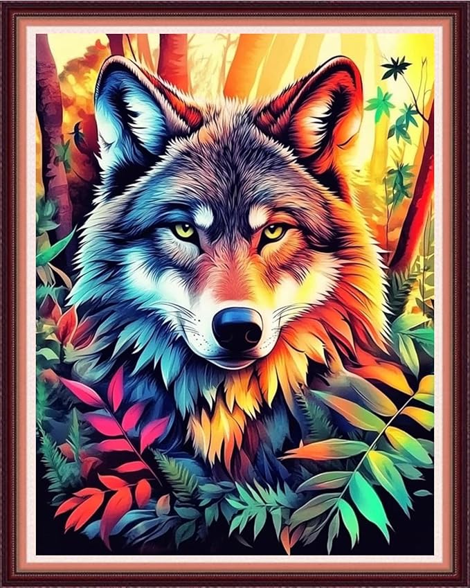 Vibrant Wolf Cross-Stitching Kit