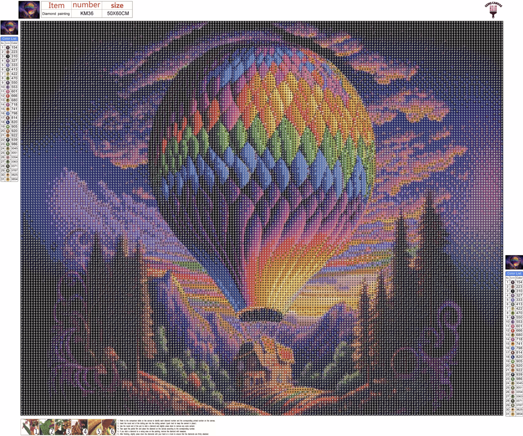 Vibrant Hot Air Balloon Gem Painting Kit