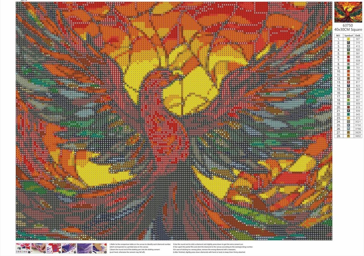Phoenix Glass Art Gem Painting Kit