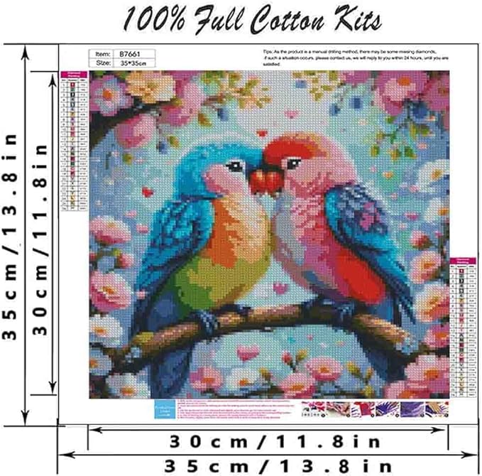 Vibrant Love Birds Cross-Stitching Kit