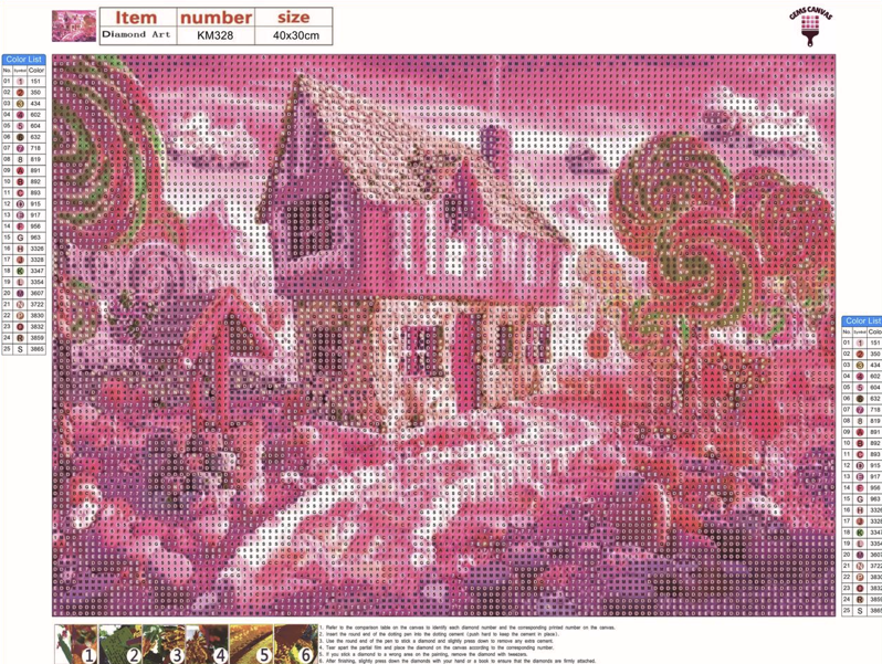 Pink Castle Gem Painting Kit